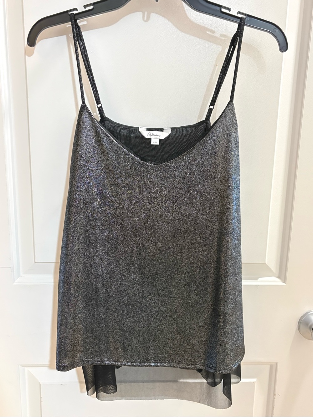 Reitmans Black-Silver Metallic Spaghetti Strap Cami
